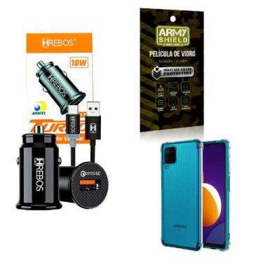 Imagem de Kit Carregador Veicular Turbo 18w com Capinha Samsung M12 + Película 3