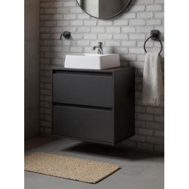 Imagem de Gabinete para Banheiro com Cuba 60cm Mdf Dubai - On Móveis, Grafite