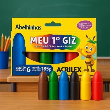 Imagem de Giz de Cera Meu Primeiro Giz com 6 Cores Gizão Acrilex