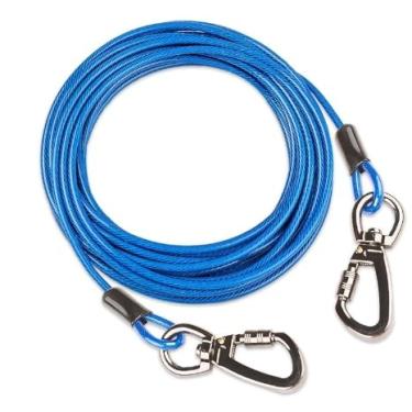 Imagem de Tofeer Cabo de amarração azul de 3 m para cães – Corredor resistente com gancho giratório e mola de choque, tração de 226 kg para animais de estimação pequenos a médios