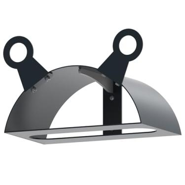 Imagem de idyllictime Suporte de mangueira de jardim independente para uso externo com armazenamento de ferramentas, aço carbono de 2 mm (cinza escuro, suporte de parede)