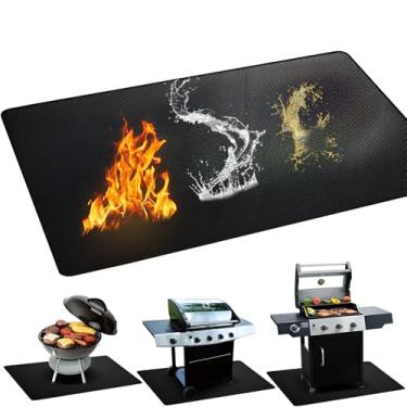 Imagem de JINGYAN Tapete de grelha à prova de fogo de 122 x 76 cm para churrasqueira externa, dupla face, impermeável, à prova de óleo, à prova de fogo, protetor de tapete de churrasco resistente ao calor para
