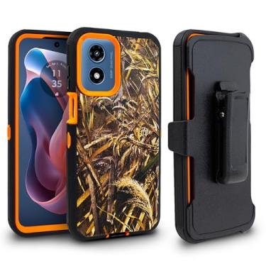 Imagem de Jackpot Wireless Capa projetada para Motorola Moto G Power 5G (2024) com clipe de cinto, tela embutida, antiqueda, à prova de choque, com suporte, proteção resistente (laranja)