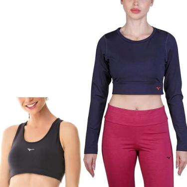 Imagem de Kit feminino Mizuno 1 Camiseta Manga longa PRO UV + 1 Top de Treino Es