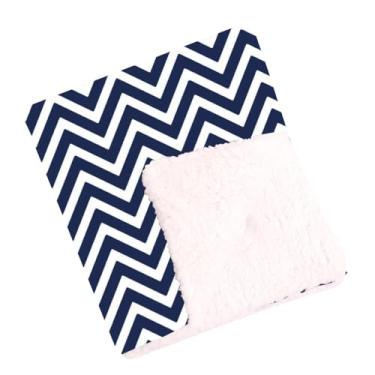 Imagem de Cobertor Para Bebê Estampado Dupla Face Manta Chevron Azul Marinho