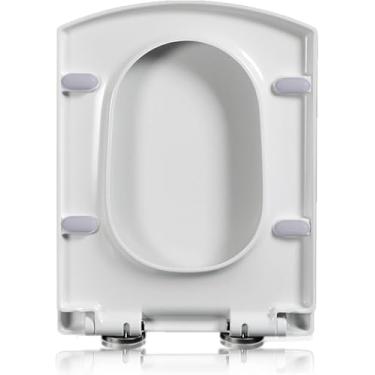 Imagem de Assento De Vaso Sanitário De Fechamento Lento Assento De Vaso Sanitário Quadrado De Fechamento Suave Com Fácil Liberação Rápida Dobradiças Ajustáveis De Fixaç, One Color, 03B