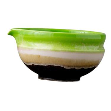 Imagem de Fenteer Tigela de cerâmica Matcha, xícara de chá verde, utensílio japonês suave para fazer chá, cerimônia Chawan com bico para amigos e amantes, presente, Mudança de Forno Verde
