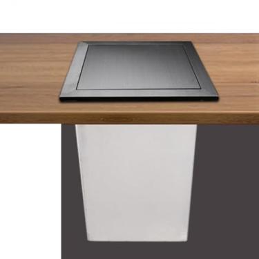 Imagem de Lixeira Armário De Cozinha Lata De Lixo Embutida, Lixeira De Aço Inoxidável 304 Tampa De Balcão Embutida Com Tampa De Balanço De Equilíbrio, black