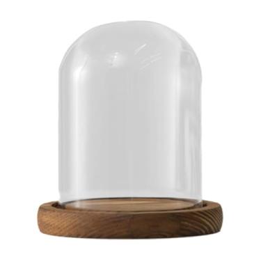 Imagem de BLWOTMOR Domo de Vidro com Base de Madeira para Uso em Mesa, Diâmetro 9 Cm, Style a