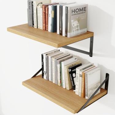 Imagem de Prateleiras de parede profundas 40 cm L x 30 cm P Prateleiras flutuantes de madeira projetada para parede, suporte de metal resistente, decoração de casa, armazenamento para sala de estar, quarto