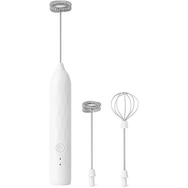 Imagem de Mixer Portátil Elétrico 2 em 1 Recarregável USB com 3 Velocidades, 2 Batedores, Sem Fio, Para Café, Leite, Ovos e Bebidas – Linha Premium