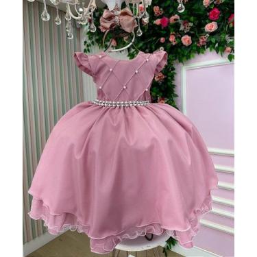Imagem de Vestido Infantil Rose Menina Luxo - no-brand, 4, Rose