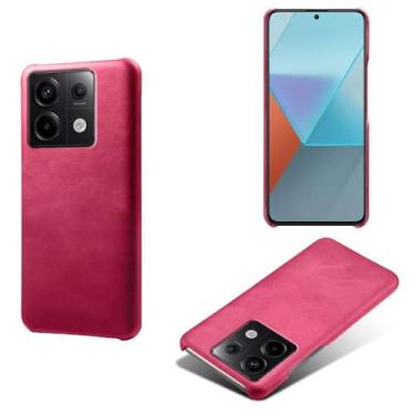 Imagem de Capa para Xiaomi POCO M6 Pro 4G,Proteção contra quedas,Casca de volta de cor sólida simples,Design de couro de imitação de plástico-Rose