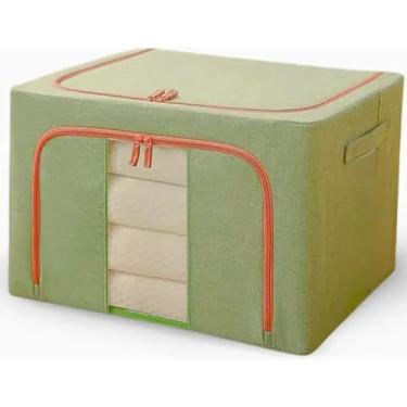 Imagem de Caixa Organizadora Grande Reforçada Multi Uso Roupas Roupas Cobertor Toalha Lençol (Verde-claro)