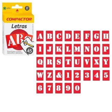 Imagem de Gabarito Letras e Números 45mm Stencil Cartaz e Artesanato - COMPACTOR