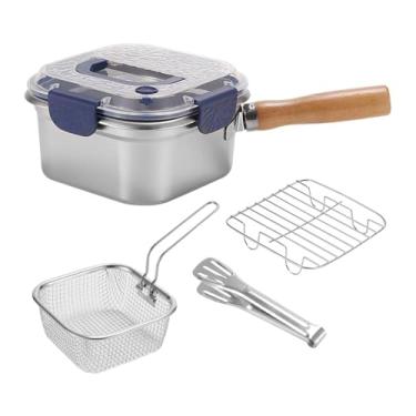 Imagem de Ｂｅｓｇａ Fritadeira Pequena, Panela Quadrada com Alça, Recipientes Leves para Armazenamento de Alimentos com Tampa para Batatas Fritas E Salgadinhos, Azul
