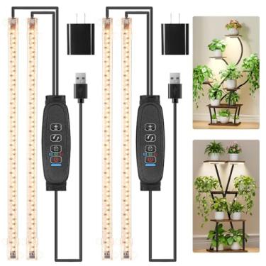 Imagem de Tiras de luz LED de 33 cm, luzes de cultivo combinam com o suporte de flores para plantas de interior, lâmpada de espectro total de 3500 K com temporizador de 3/9/12H, 10 níveis reguláveis para mudas
