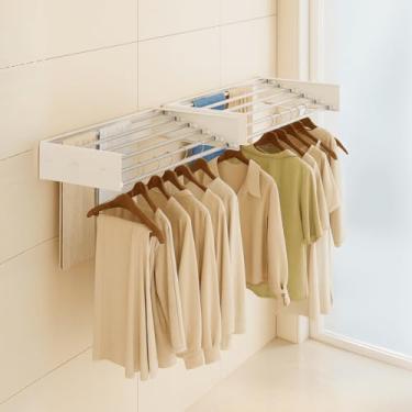 Imagem de Varal de Parede Retrátil 80cm Branco com 5 Varetas – Varal Secreto, Invisível, Recolhível, Dobrável para Lavanderia, Banheiro e Varanda