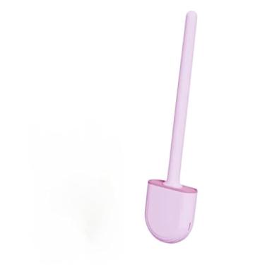 Imagem de Escova Sanitária de Silicone para Vaso Sanitário do Banheiro com Suporte e Adesivo para Parede, Escova de Limpeza para Privada(Rosa,Kit 3)