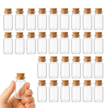 Imagem de 30 peças de garrafas pequenas de vidro de 10 ml com rolhas de cortiça, mini frascos transparentes, rolhas para artesanato, especiarias, mensagem em uma garrafa, lembrancinhas de festa (5 cm x 2,2 cm)