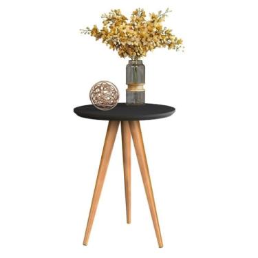 Imagem de Conjunto de Mesas para Sala Classic Sofá Redonda com Pés Palito Decoração (APOIO UNITARIO - PRETO)