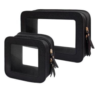 Imagem de Conjunto de bolsas de maquiagem FFPaw Clear Black Waterproof Travel, 2