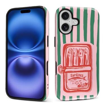 Imagem de ANLUN STORE Capa para iPhone 17, capa híbrida de proteção dupla macia TPU rígido PC à prova de choque antiarranhões fina protetora para homens e mulheres capa para iPhone 17 design retrô listrado de