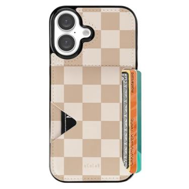 Imagem de uCOLOR Capa para iPhone 17 com porta-cartões - Capa carteira de couro fina com suporte para cartão de crédito Moneymate 2,5 m Capa protetora com compartimento para cartão oculto para mulheres e homens