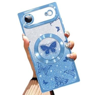 Imagem de AIGOMARA Capa de telefone para iPhone Air de 6,5 polegadas [compatível com MagSafe] Capa de telefone de TPU macio à prova de choque resistente a arranhões para mulheres - azul