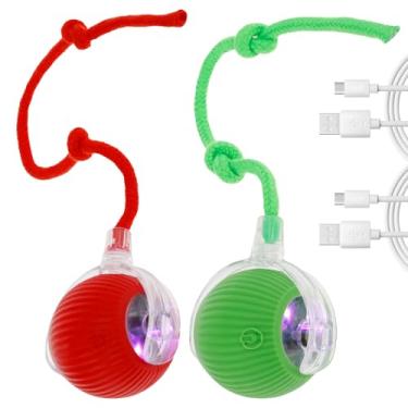 Imagem de DJAPWPX - 1/2/3 peças de bola rolante automática para animais de estimação, brinquedo elétrico recarregável por USB, brinquedo interativo para gatos, brinquedo inteligente autorolante para cães, bola
