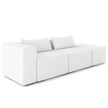 Imagem de Sofá 3 Lugares com Puff Para Sala Living 298cm Austin P08 Bouclê Branco - Lyam Decor