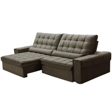 Imagem de Sofá Retrátil Reclinável Para Sala 4 Lugares 290cm Nebrasca F04 Veludo Marrom - Lyam Decor