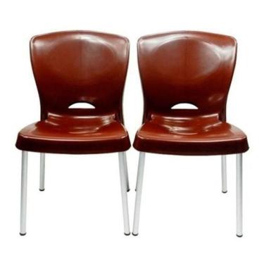 Imagem de 2 Cadeiras De Plástico Com Pés De Alumínio Forte 140 Kg