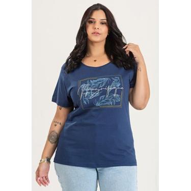 Imagem de T-shirt Feminina Plus Size em Malha Algodão c/ Estampa "MAGNIFIQUE" - 
