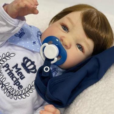 Imagem de Bebê Reborn Menino Shyann Príncipe Silicone Corpo Inteiro Toma Banho O