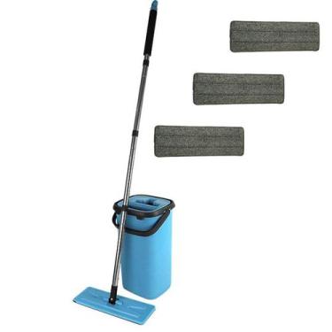 Imagem de Mop Tirá Pó C Balde Flat Lava e Seca C 3 Refil Extra - VendasShop