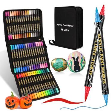 Imagem de Conjunto de marcadores de tinta acrílica de ponta dupla colpart de 48 