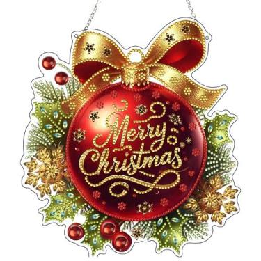 Imagem de Enfeite suspenso JJFox DIY Diamond Art Feliz Natal