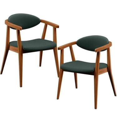 Imagem de Kit 02 Poltronas Cecília B04 Linho Verde Musgo - LYAM DECOR
