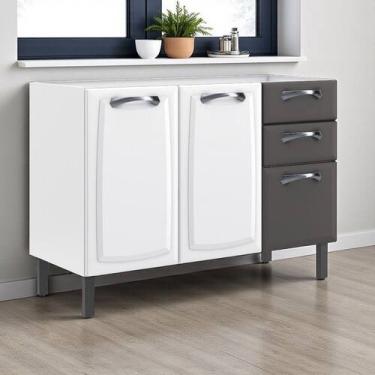 Imagem de Balcão Cozinha em Aço 3 Portas e 2 Gavetas 120cm Sem Tampo New Premium