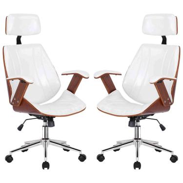 Imagem de Kit 2 Cadeiras de Escritório Juliette Presidente Giratória Branca - Gran Belo