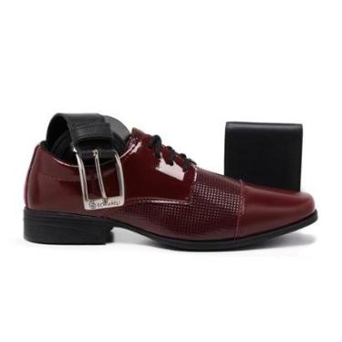 Imagem de Kit Sapato Social Masculino Bico Quadrado Confort Leve Macio Dia Dia+Carteira+Cinto-Masculino