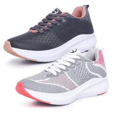 Imagem de Kit 2 Pares Tênis Esportivo Academia Treino Musculação Caminhada Feminino-Feminino