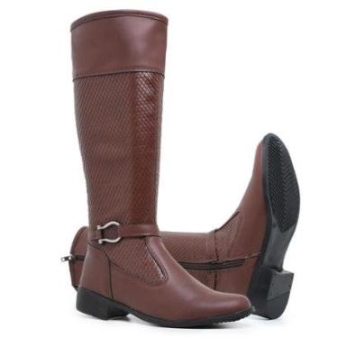 Imagem de Bota Montaria Feminina Em Sintético Cano Alto Texturizada Tendencia Lançamento-Unissex