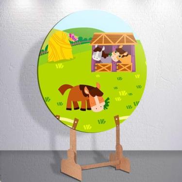 Imagem de Painel Tema Fazenda Animais Capa Grande e Mini Redondoda Estampa Subli