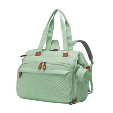 Imagem de Dynwave Mochila para fraldas com compartimento para sapatos, tecido Oxford, mochila de amamentação, bolsa de viagem, estojo para chupeta, lenços umedecidos, Verde