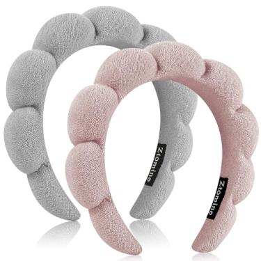 Imagem de Ztomine Fitas de cabelo de spa para lavar o rosto ou o rosto, conjunto de 2 faixas de cabelo para cuidados com a pele, pacote combo de lavagem de tecido felpudo – lavagem de maquiagem inchada, máscara