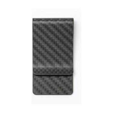 Imagem de Novazzi Carteira masculina minimalista com clipe de dinheiro de fibra de carbono com bolso frontal, Fibra de carbono preta fosca, Slim