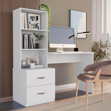 Imagem de Escrivaninha Com 2 Prateleiras E 2 Gavetas Compacto ônix - MOBIGU