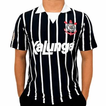 Imagem de Camisa Polo Corinthians Retrô Kalunga, Masculina, Preta, M